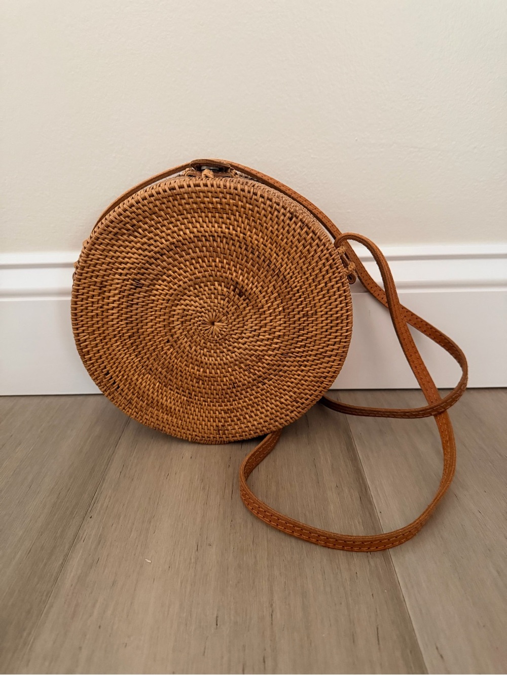 Folk Fortune Circle Rattan Cane Bag